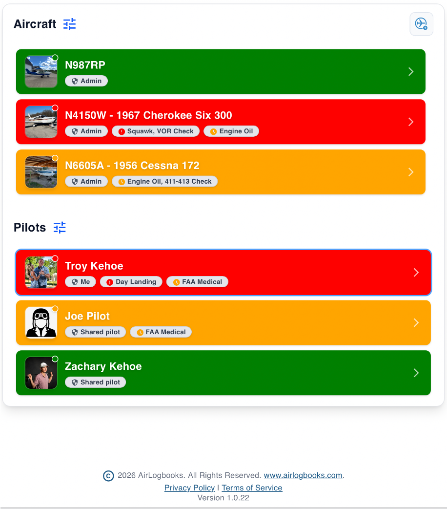 Flight readiness view